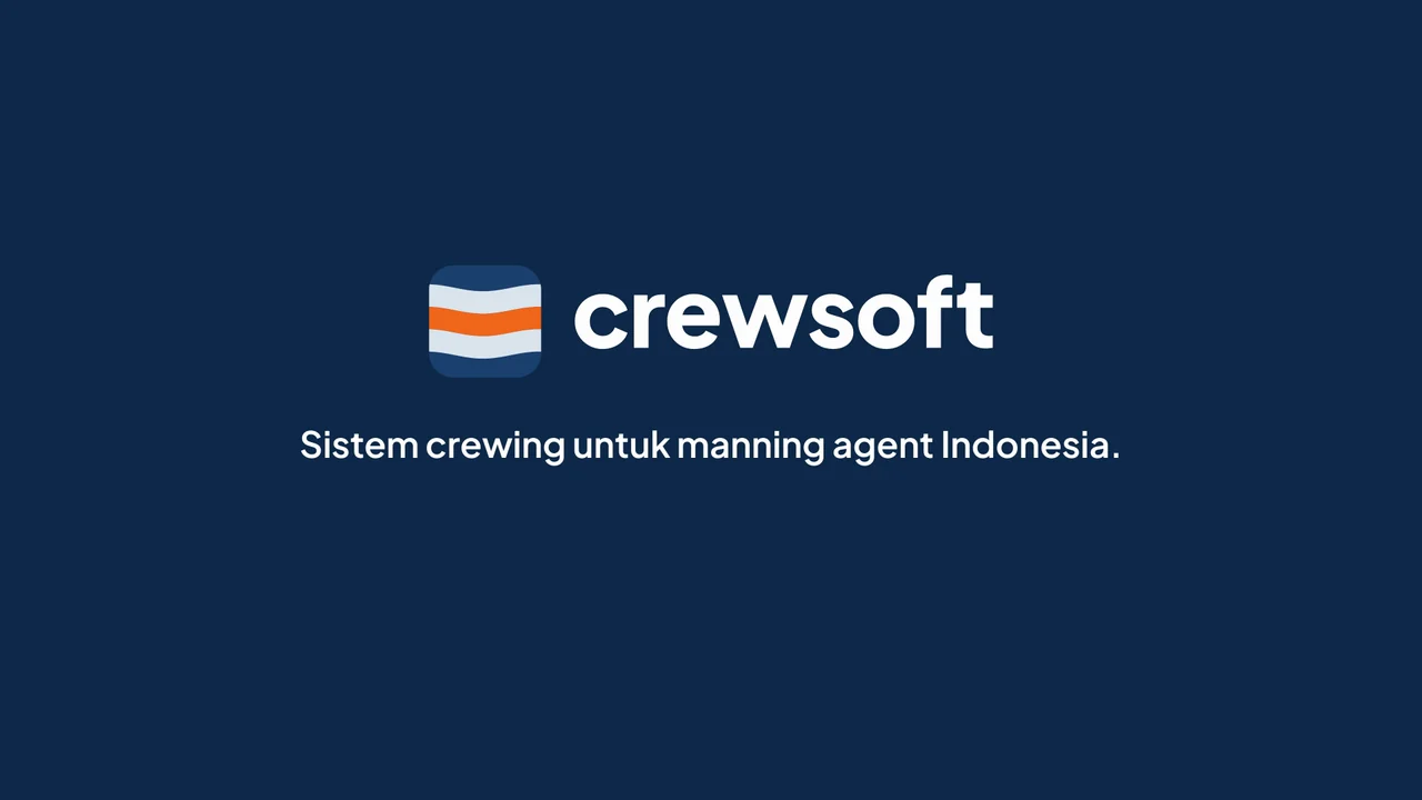 Cuplikan pembuka video: logo CrewSoft dan tulisan Sistem crewing untuk manning agent Indonesia